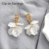 Korea Acrylic Painted Petals Clip on Earrings Fairy Temperament