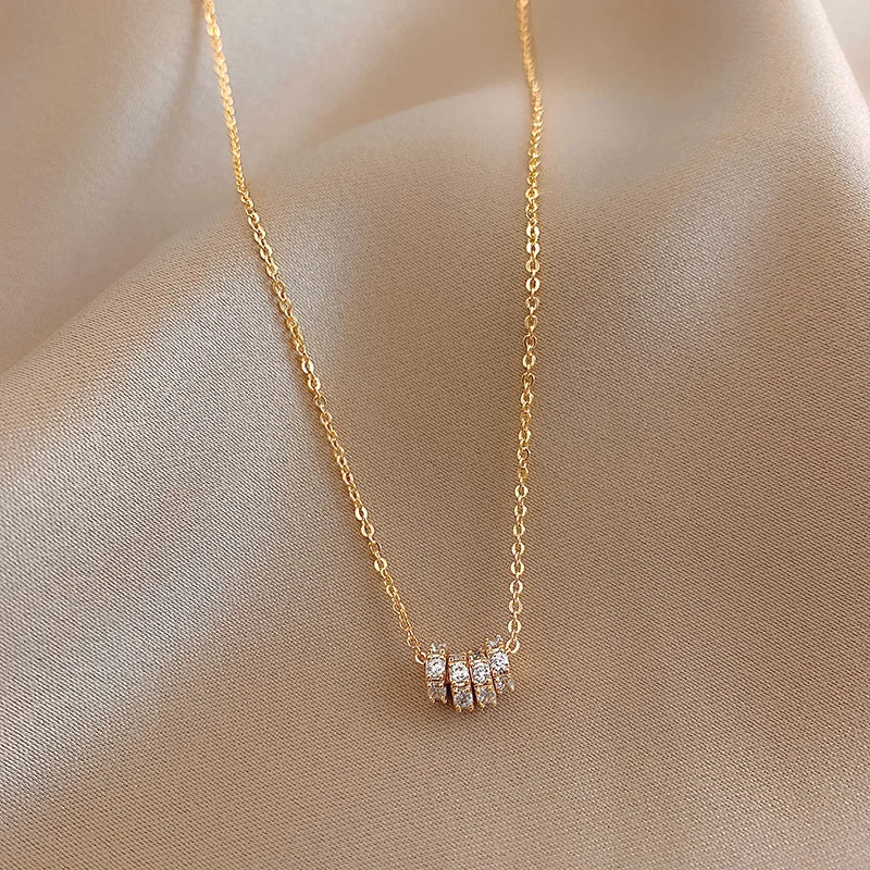 Korea 14K Plating Round Pendant Necklace Sexy Women Clavicle Necklace