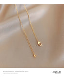 Korea 14K Plating Round Pendant Necklace Sexy Women Clavicle Necklace