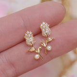 Korea Hot 14K Real Plating Zircon Earrings for Women