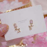 Korea Hot 14K Real Plating Zircon Earrings for Women