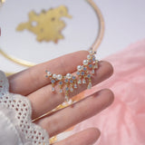 Korean 14K Zircon Dangle Earrings Pearl Women's Prom Party Earrings