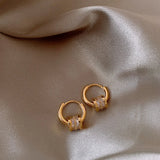 Korean 14K Gold Plated Zircon Beads Earrings for Women