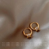 Korean 14K Gold Plated Zircon Beads Earrings for Women