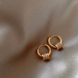 Korean 14K Gold Plated Zircon Beads Earrings for Women