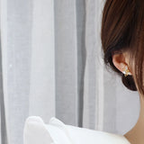 Korea 925 Silver 14K Real Earrings Flower Pearl Women Daily Earrings