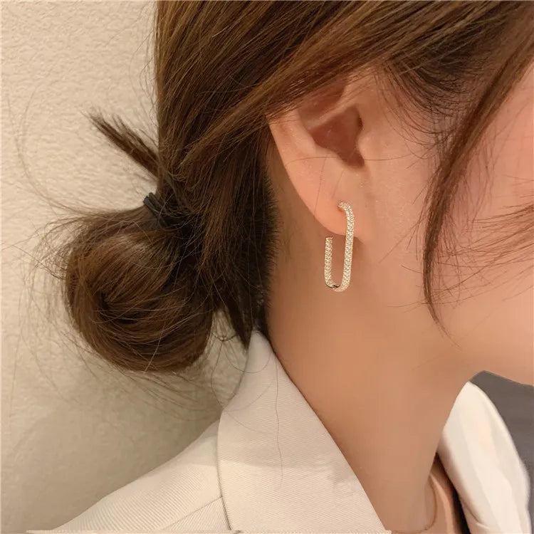 Korea Zircon Hoop Earrings for Women
