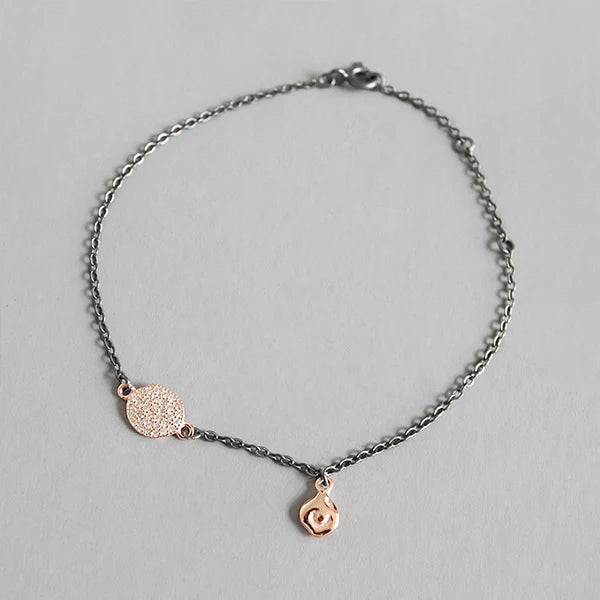 925 Sterling Silver Retro Vintage Bracelets with Zircon Pendant
