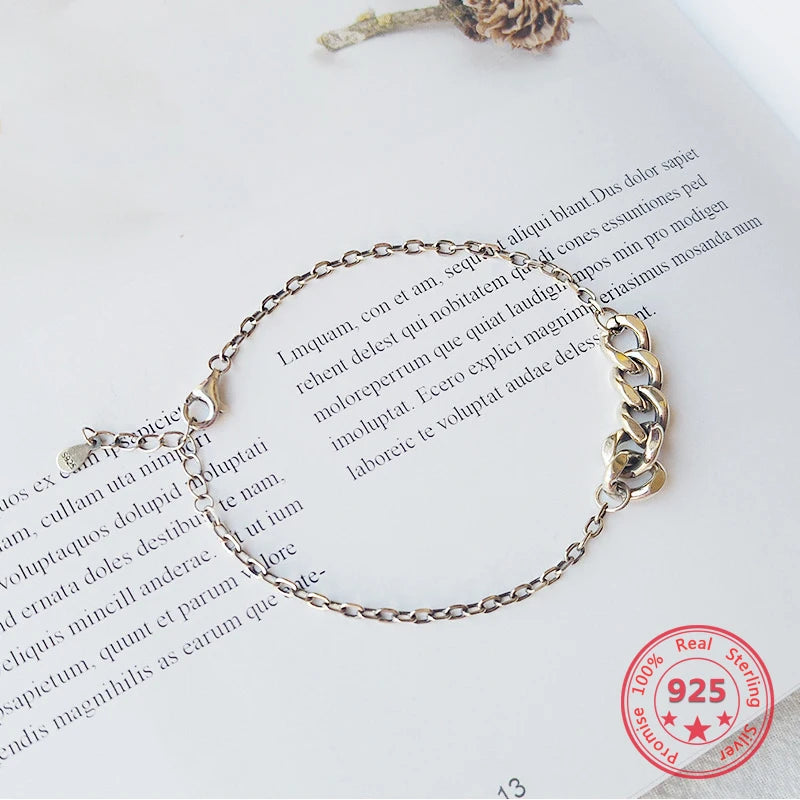 925 Sterling Silver Vintage Twist Chain Bracelet Women Jewelry