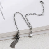 925 Sterling Silver Retro Vintage Smile Tassel Bracelet