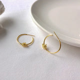 Korean Style 925 Silver Flower Hoop Earrings