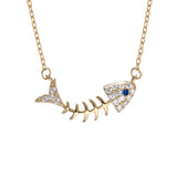 Korea Hot Style 925 Silver Necklace for Women Ocean Fish Bone Pendant Jewelry