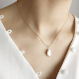925 Silver Baroque Pearl Necklace Korean Style Delicate Charms Jewelry