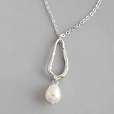 925 Silver Baroque Pearl Necklace Korean Style Delicate Charms Jewelry