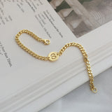 Korea 925 Sterling Silver Letter S Chain Bracelet Student Jewelry