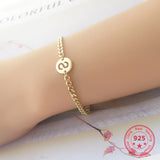 Korea 925 Sterling Silver Letter S Chain Bracelet Student Jewelry