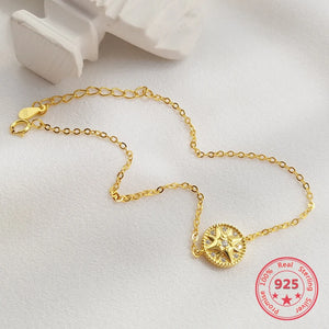 Korea 925 Sterling Silver Compass Bracelets Delicate Women Jewelry