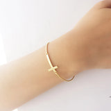 Korea Style 925 Silver Bracelet Delicate Cross Bangle Jewelry