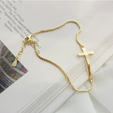 Korea Style 925 Silver Bracelet Delicate Cross Bangle Jewelry