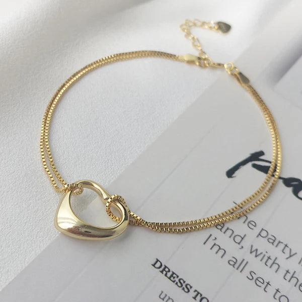 Korea Pure 925 Sterling Silver Heart Bangle for Women