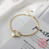 Korea Pure 925 Sterling Silver Heart Bangle for Women