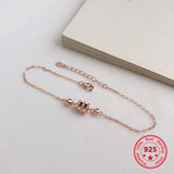 Korea Style 925 Sterling Silver Bracelets for Women with Rose Transfer Beads