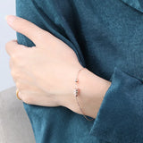 Korea Style 925 Sterling Silver Bracelets for Women with Rose Transfer Beads