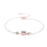 Korea Style 925 Sterling Silver Bracelets for Women with Rose Transfer Beads
