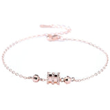 Korea Style 925 Sterling Silver Bracelets for Women with Rose Transfer Beads