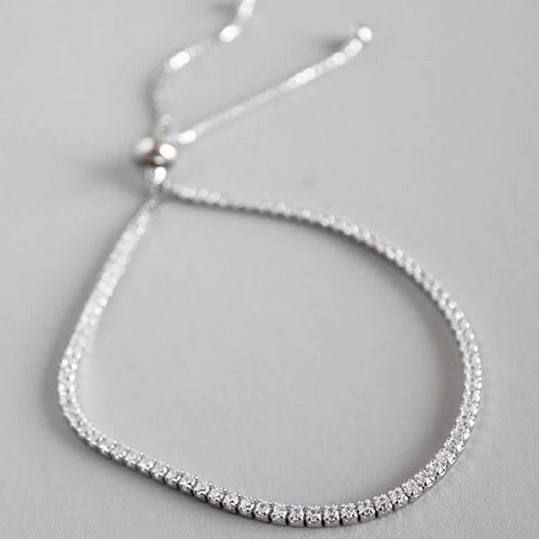 925 Sterling Silver Delicate Diamond Bracelet for Women