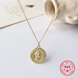 925 Sterling Silver Necklace Women Coins Pendant Jewelry