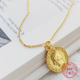 Korea Style 925 Silver Necklace for Women Coins Pendant Jewelry