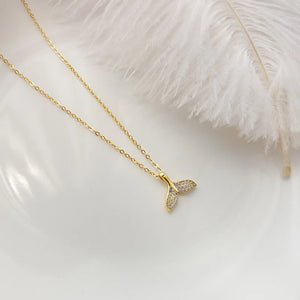 Korea 925 Sterling Silver Necklace Zircon Fish Tail Pendant Jewelry