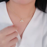 Korea 925 Sterling Silver Necklace Zircon Fish Tail Pendant Jewelry