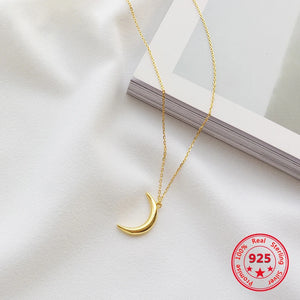 Korean Style 925 Silver Moon Pendant Necklace for Women