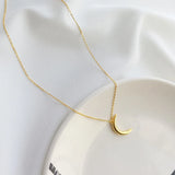 Korean Style 925 Silver Moon Pendant Necklace for Women