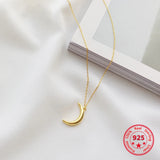 Korean Style 925 Silver Moon Pendant Necklace for Women