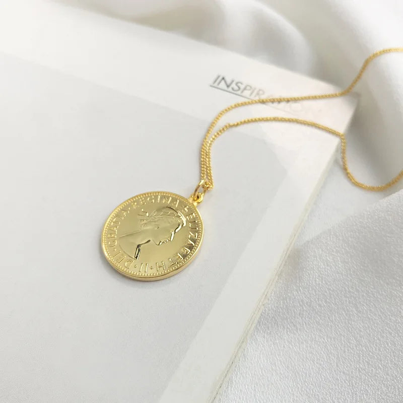 Korea Hot Style 925 Silver Plated Round Plane Pendant Necklace