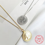 Korea Hot Style 925 Silver Plated Round Plane Pendant Necklace