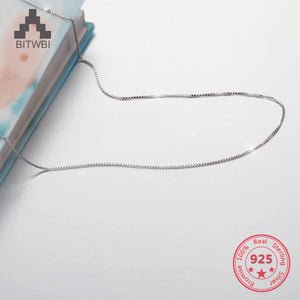 Korea S925 Sterling Silver Box Chain Choker Necklace for Women