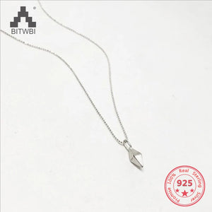 S925 Sterling Silver Geometric Awl Pendant Necklace