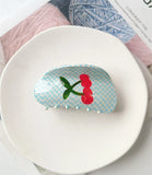 Korea INS Acrylic Plaid Cherry Hair Claws for Women Vintage Hair Clips