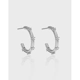 Korea INS C-Shape Stud Earrings S925 Silver Zircon Fine Jewelry