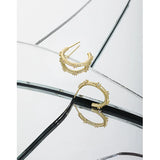 Korea INS C-Shape Stud Earrings S925 Silver Zircon Fine Jewelry