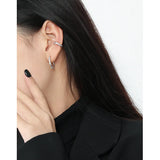 Korea INS C-Shape Stud Earrings S925 Silver Zircon Fine Jewelry