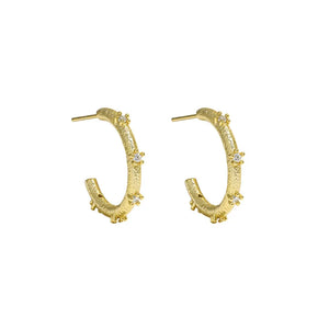 Korea INS C-Shape Stud Earrings S925 Silver Zircon Fine Jewelry