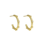 Korea INS C-Shape Stud Earrings S925 Silver Zircon Fine Jewelry