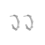 Korea INS C-Shape Stud Earrings S925 Silver Zircon Fine Jewelry