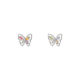 925 Silver Colorful Zircon Butterfly Stud Earrings