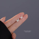 925 Silver Colorful Zircon Butterfly Stud Earrings